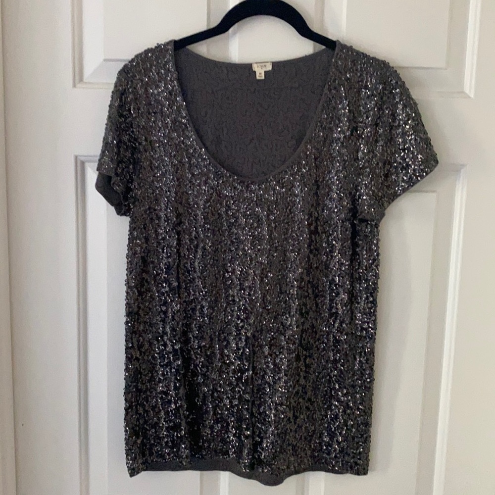 J. Crew dark grey sequin tee